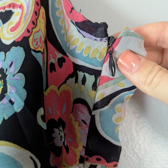 Y2K Vintage Esprit Paisley Print Asymmetrical Fairy Dress Rainbow 14 - Picture 7 of 13